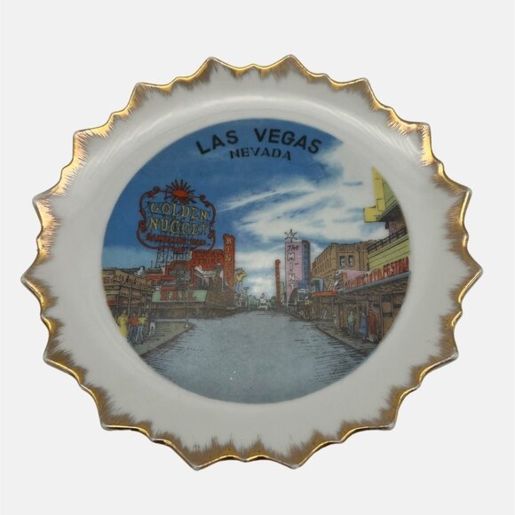 Vintage Anco Las Vegas Nevada Collectible Plate Old Vegas Golden Nugget 7" Japan - Picture 1 of 5